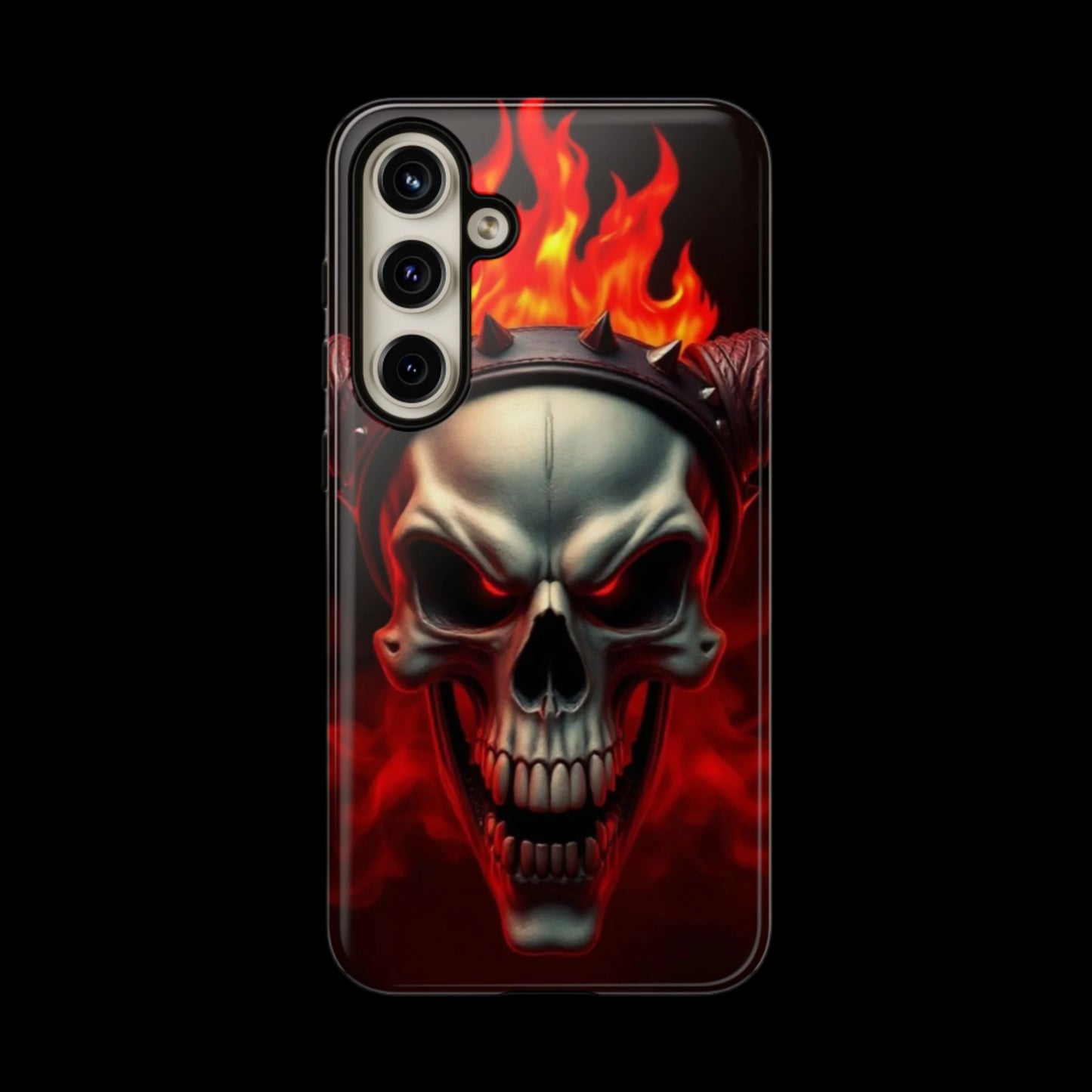 Phone Case Flaming Demon Skull – Horned Skull in Fire - Gothic & Dark Art Cover