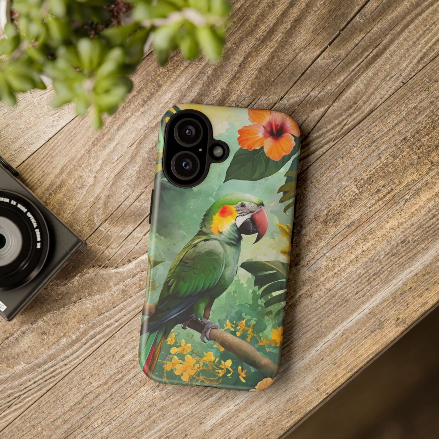Phone Case Parrot – Vibrant Tropical Bird Art - Dual-Layer Shockproof Protection