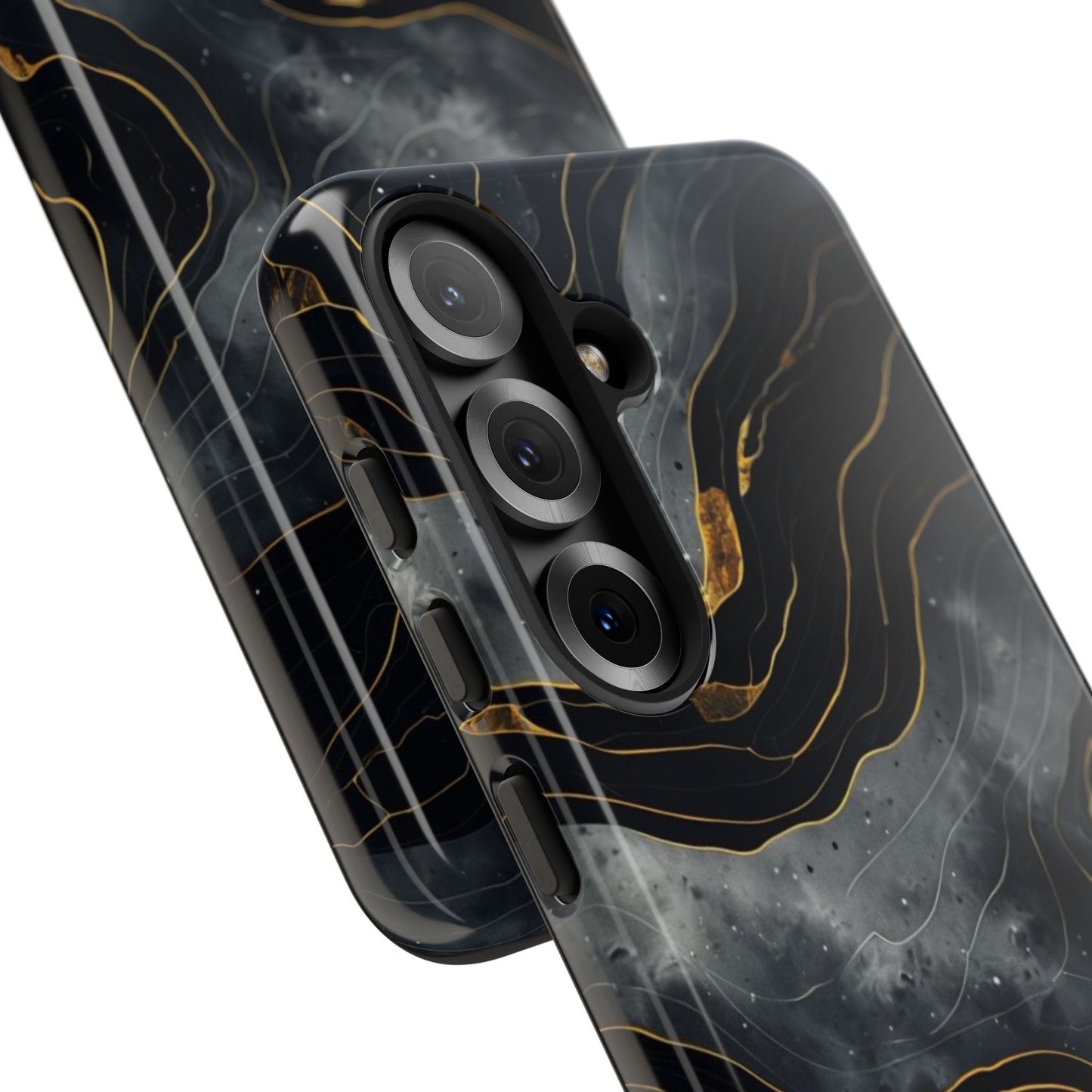 Phone Case Dark Elegance with Gold Accents – Stylish & Protective Cover
