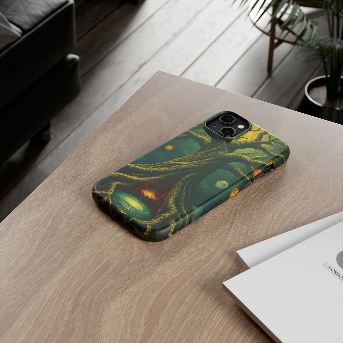 Phone Case Fantasy Tree Universe – Artistic iPhone Cover with Cosmic Design