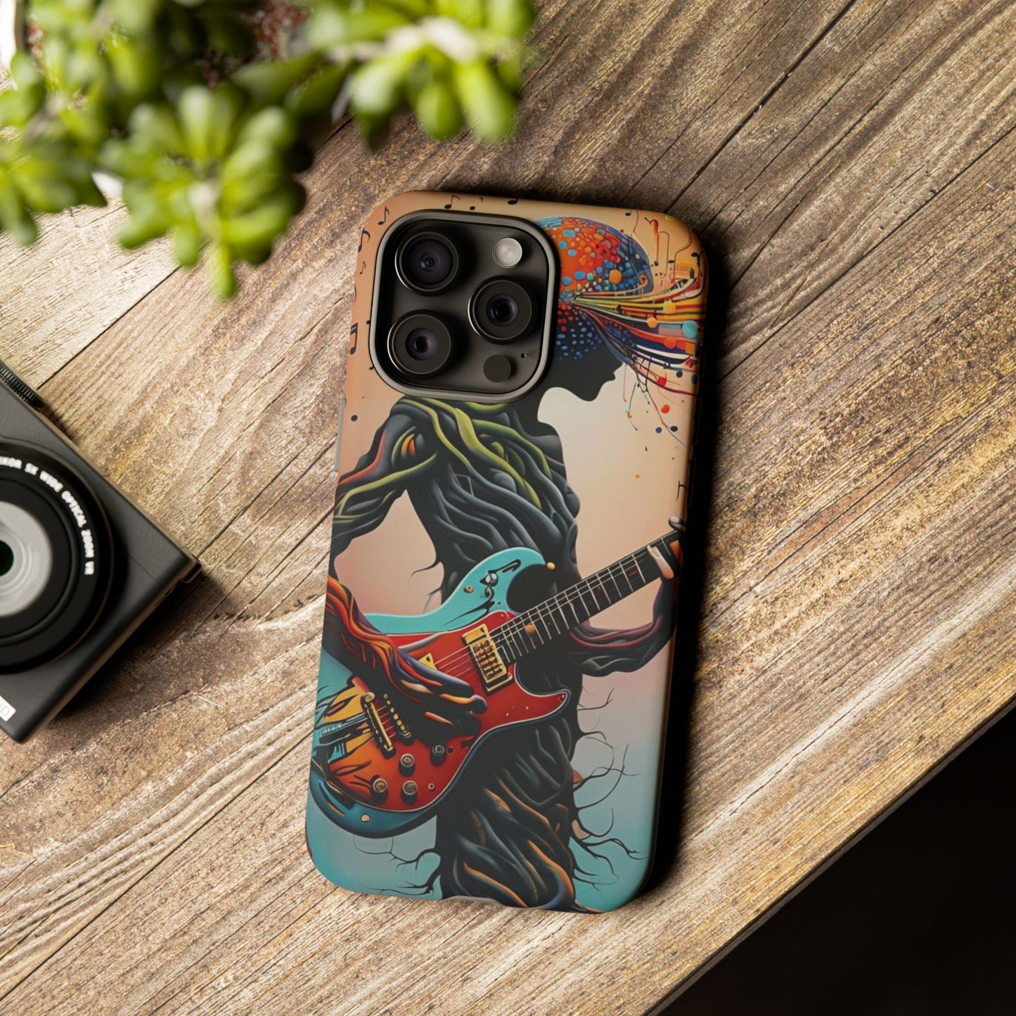 Phone Case Psychedelic Tree Guitarist – Abstract Music Art Cover