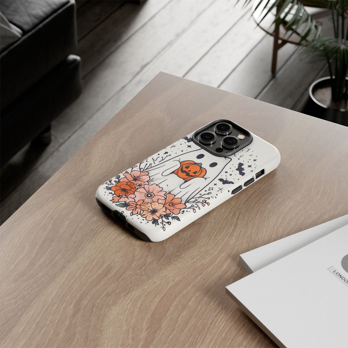 Halloween Phone Case with Ghost and Jack-O'-Lantern Design for Spooky Festive Style