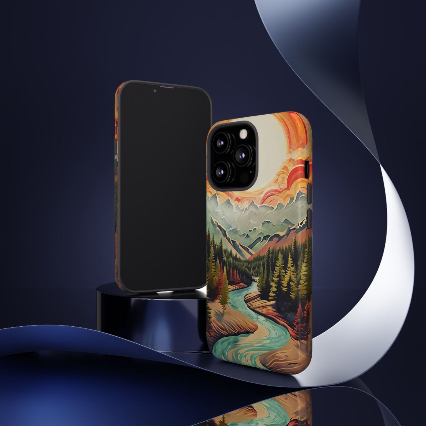 Phone Case Nature – Colorful Mountain Landscape Phone Cover – Artistic Wilderness Design