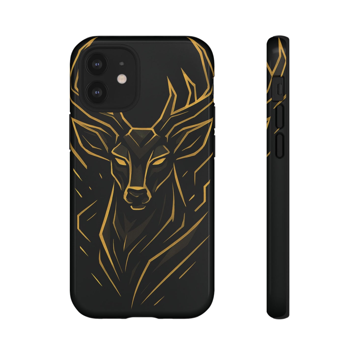 Phone Case with Black and Gold Deer Design – Elegant & Sophisticated Style