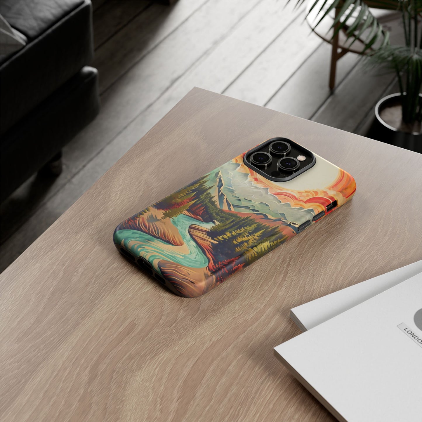 Phone Case Nature – Colorful Mountain Landscape Phone Cover – Artistic Wilderness Design