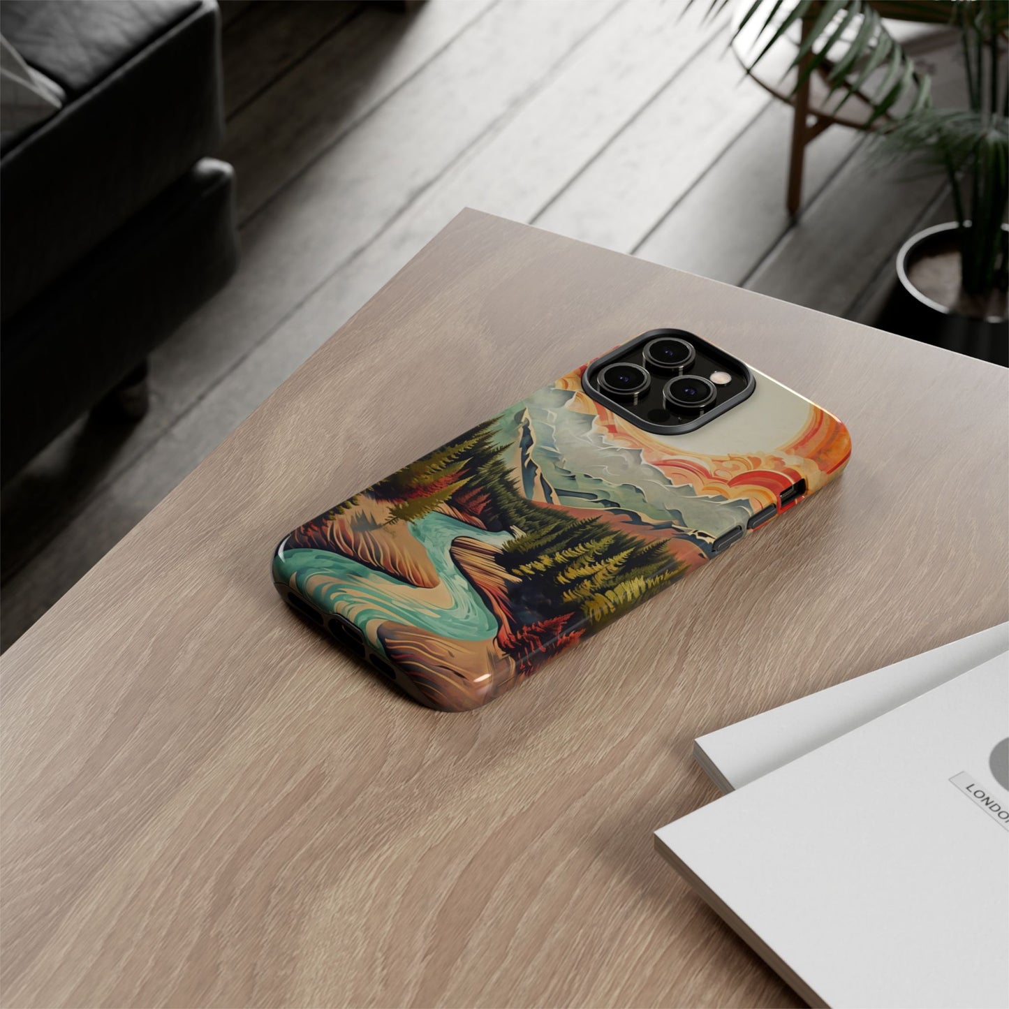 Phone Case Nature – Colorful Mountain Landscape Phone Cover – Artistic Wilderness Design