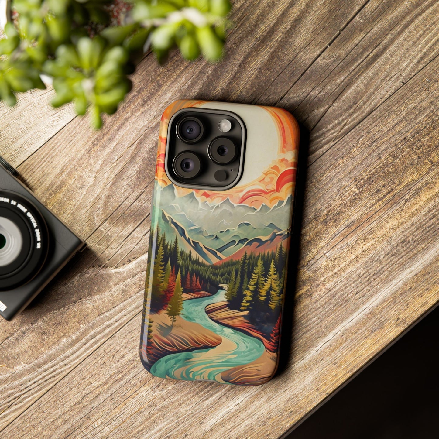 Phone Case Nature – Colorful Mountain Landscape Phone Cover – Artistic Wilderness Design