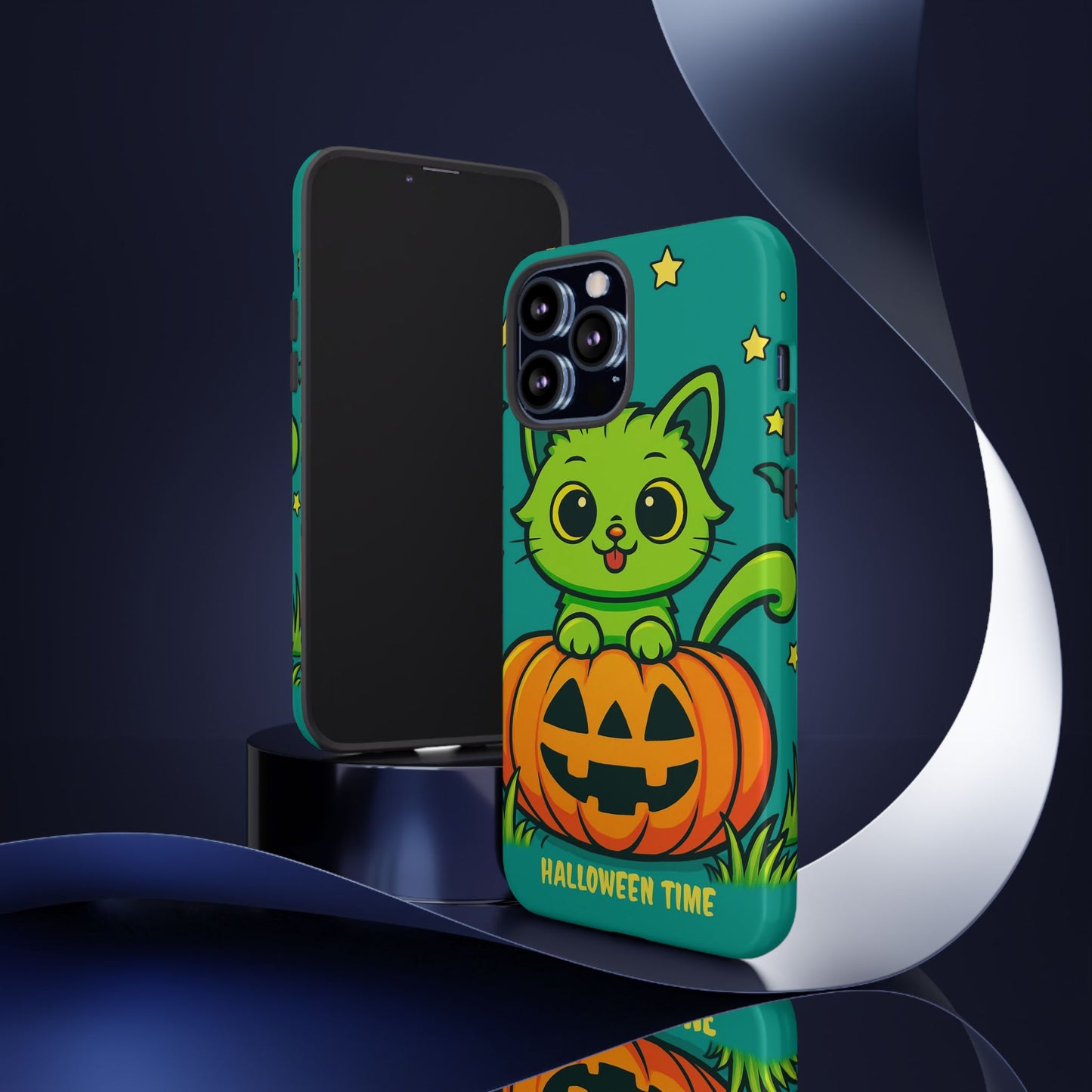 Cute Halloween Cat Phone Case with Jack-O'-Lantern Design – Perfect for Fall