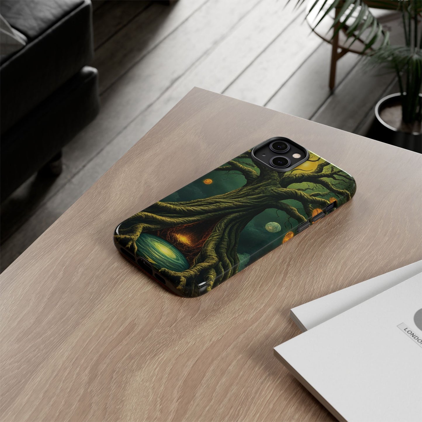 Phone Case Fantasy Tree Universe – Artistic iPhone Cover with Cosmic Design