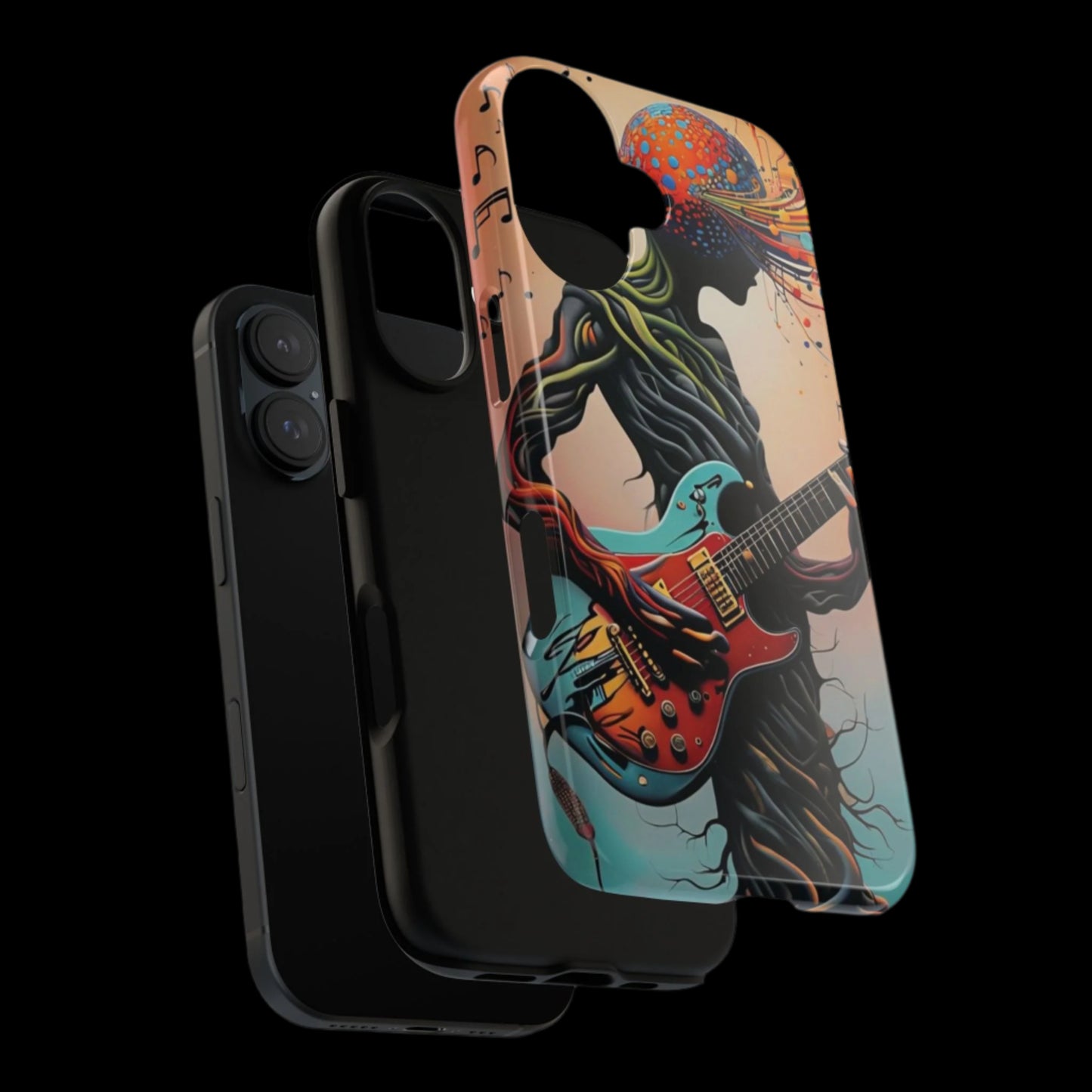 Phone Case Psychedelic Tree Guitarist – Abstract Music Art Cover