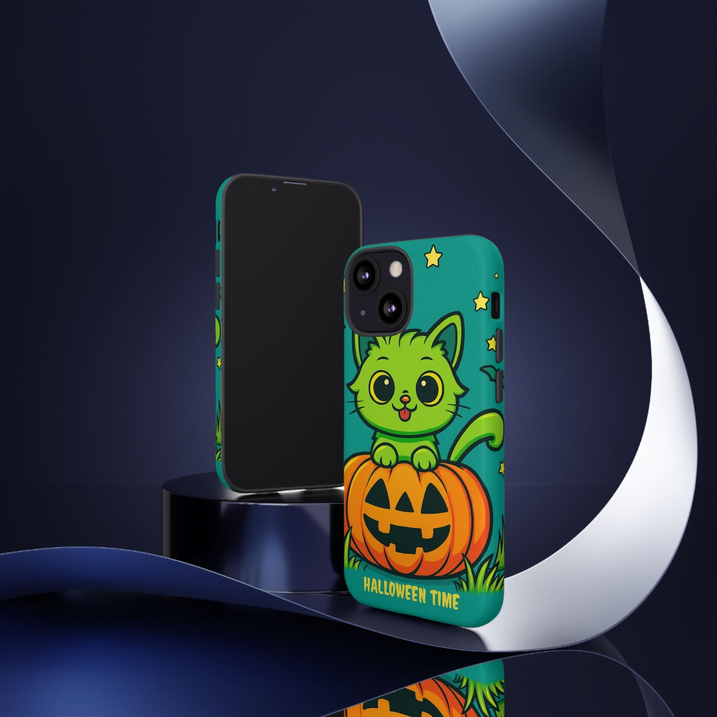 Cute Halloween Cat Phone Case with Jack-O'-Lantern Design – Perfect for Fall