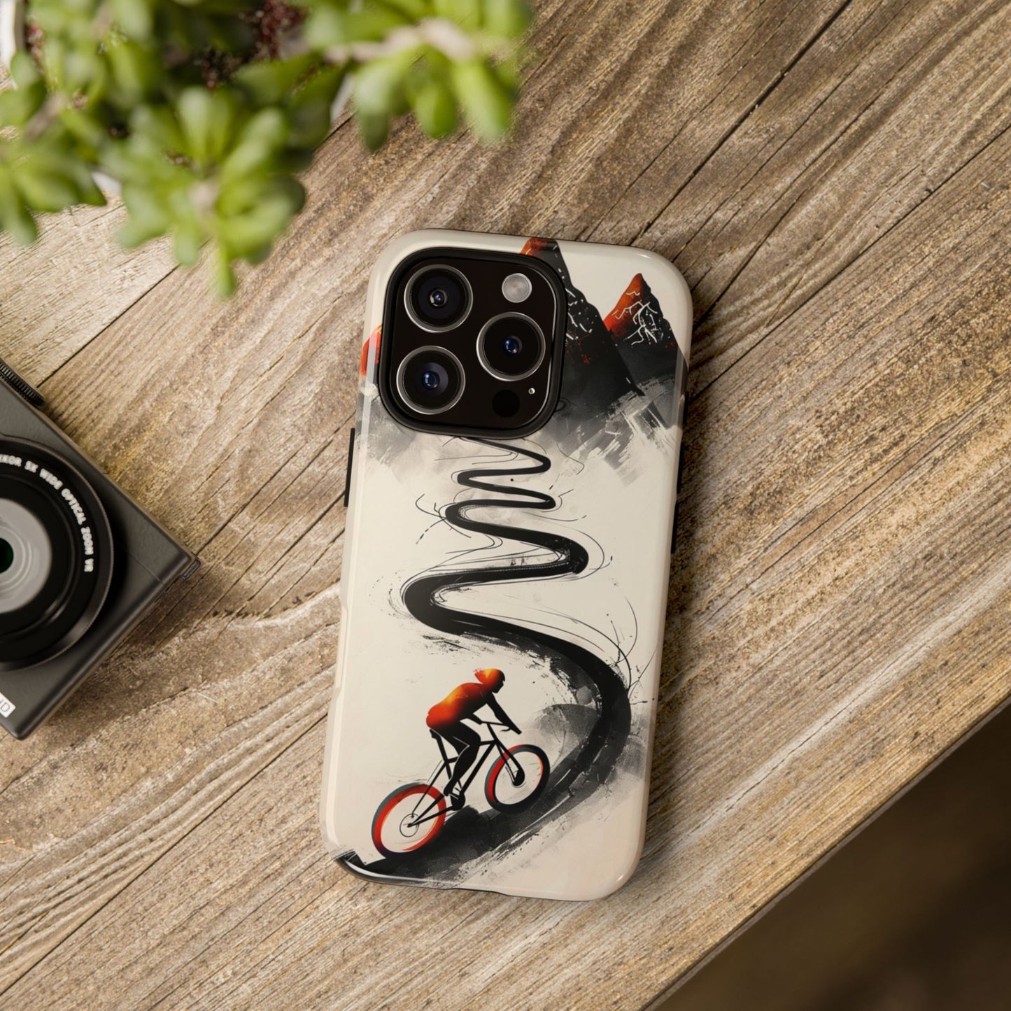 Phone Case Cyclist Climbing Mountain Road – Outdoor Adventure Protective Cover