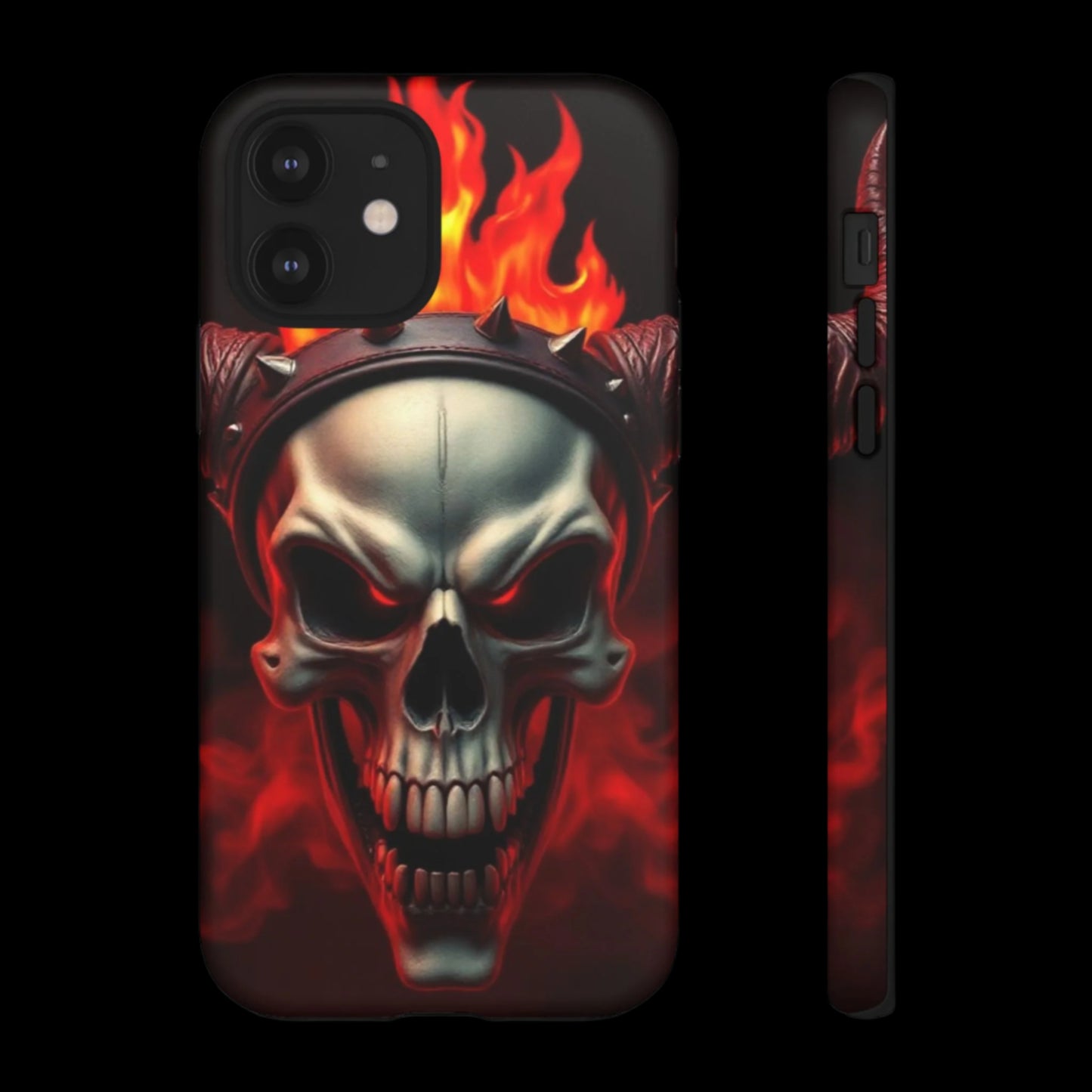 Phone Case Flaming Demon Skull – Horned Skull in Fire - Gothic & Dark Art Cover