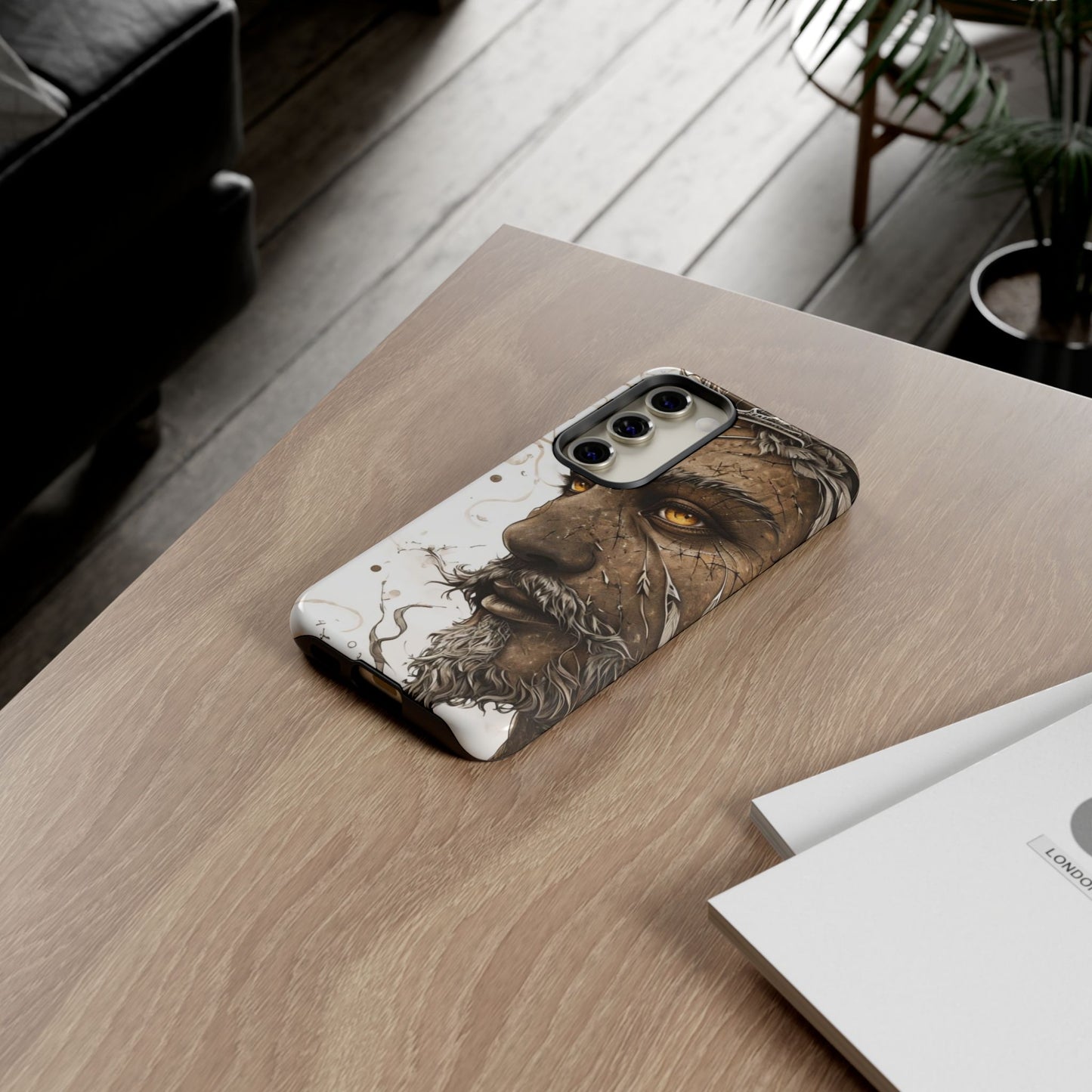 Phone Case Mystical Deity Portrait with Powerful Serene Expression and Ethereal Hues