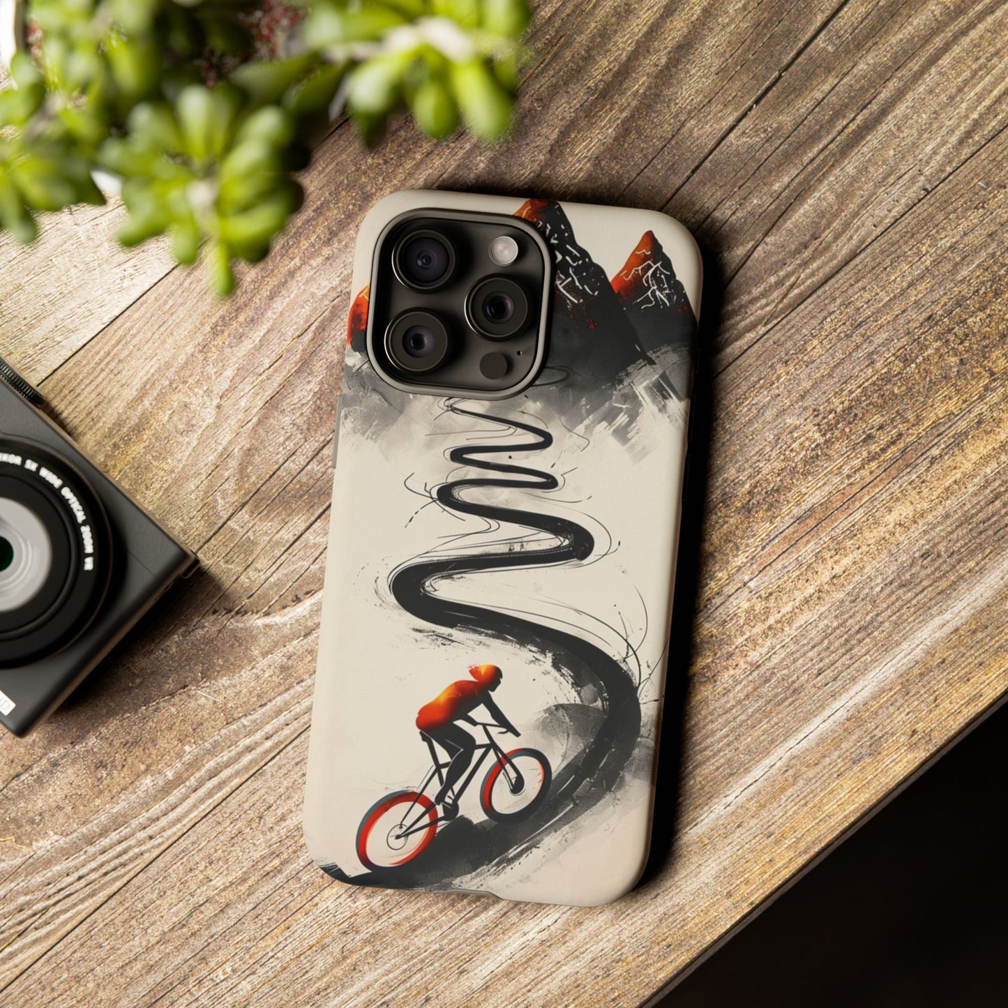 Phone Case Cyclist Climbing Mountain Road – Outdoor Adventure Protective Cover