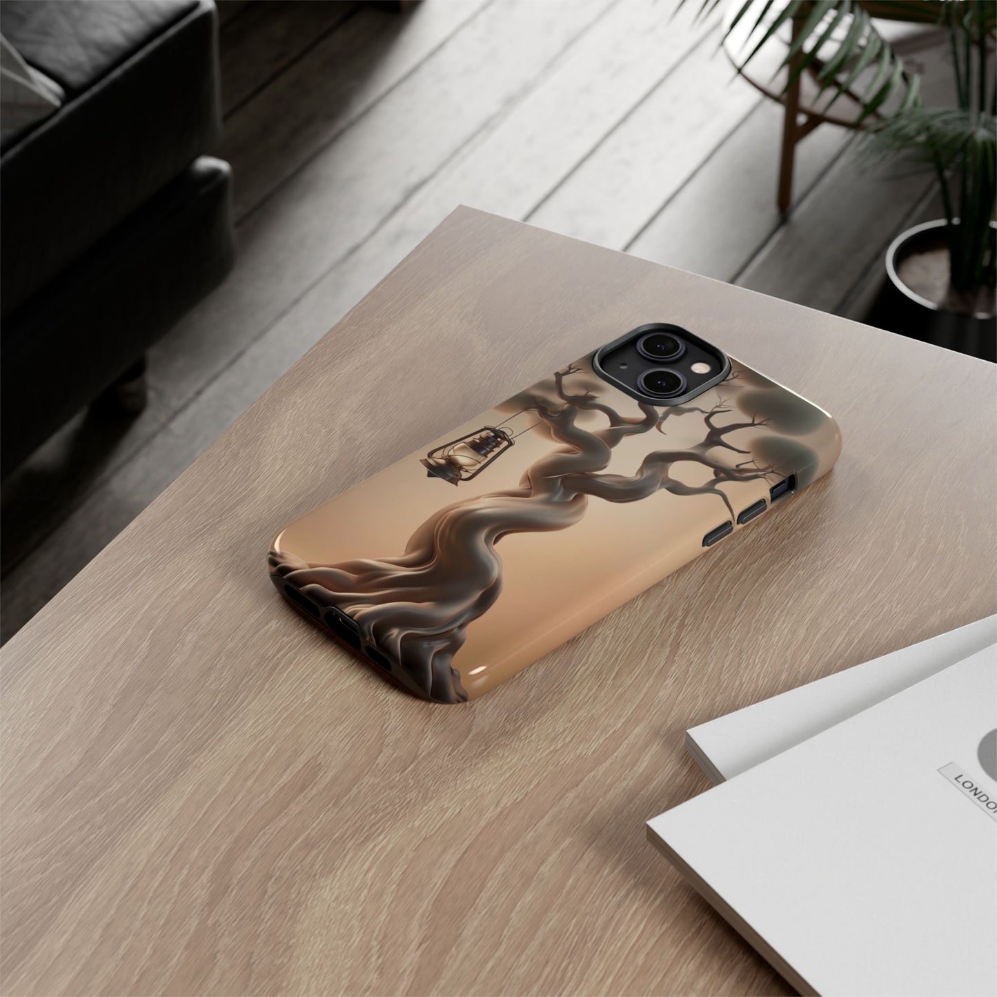 Phone Case Whispers of Hope – Elegant Tree & Lantern - Unique Nature-Inspired Design