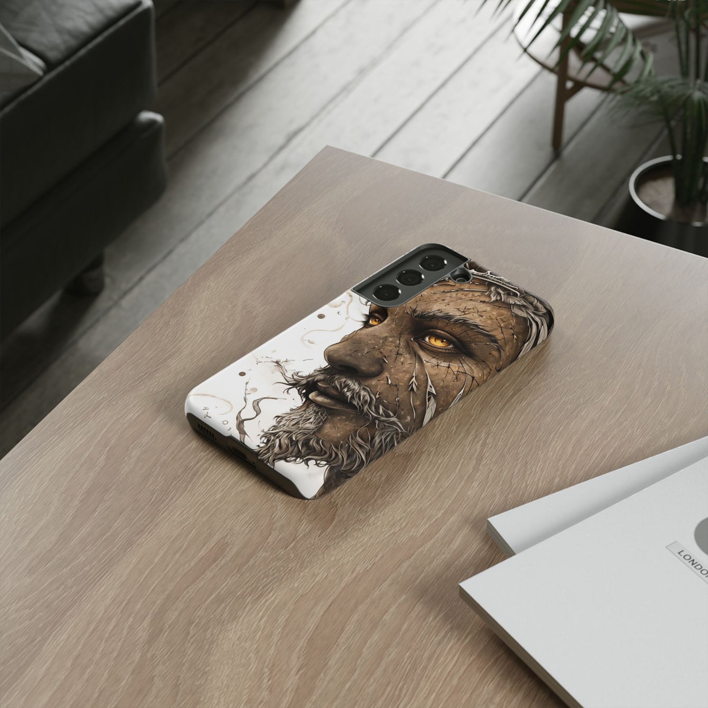 Phone Case Mystical Deity Portrait with Powerful Serene Expression and Ethereal Hues