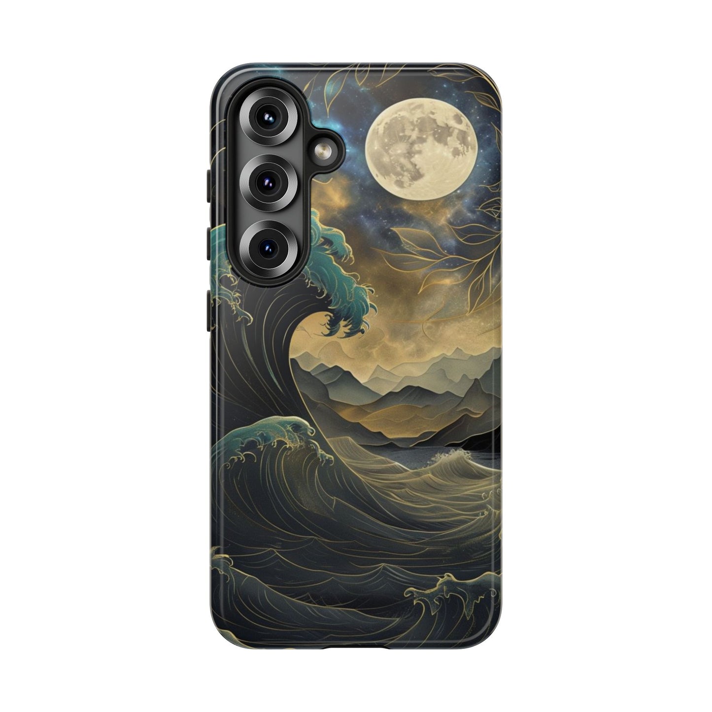 Moon & Ocean Wave iPhone Case – Artistic Japanese Style Phone Cover - Durable & Protective