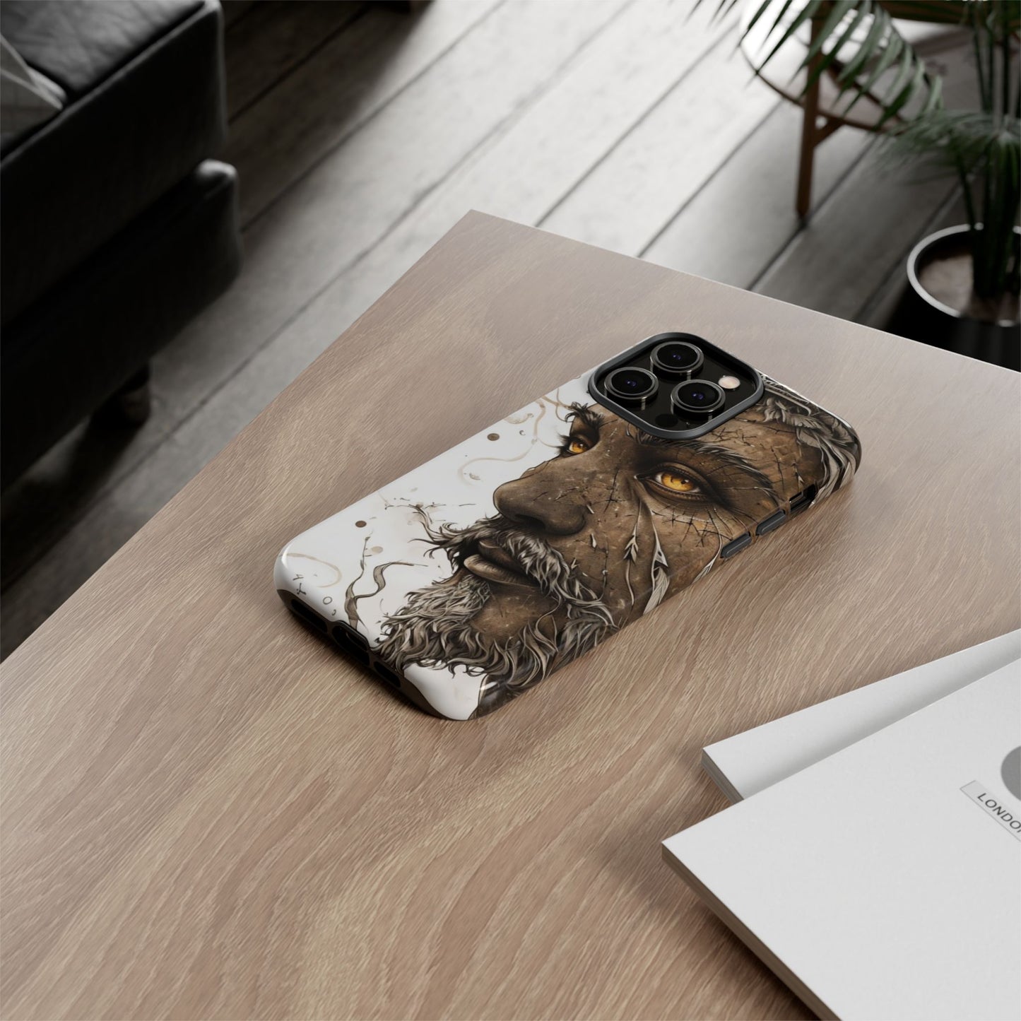 Phone Case Mystical Deity Portrait with Powerful Serene Expression and Ethereal Hues