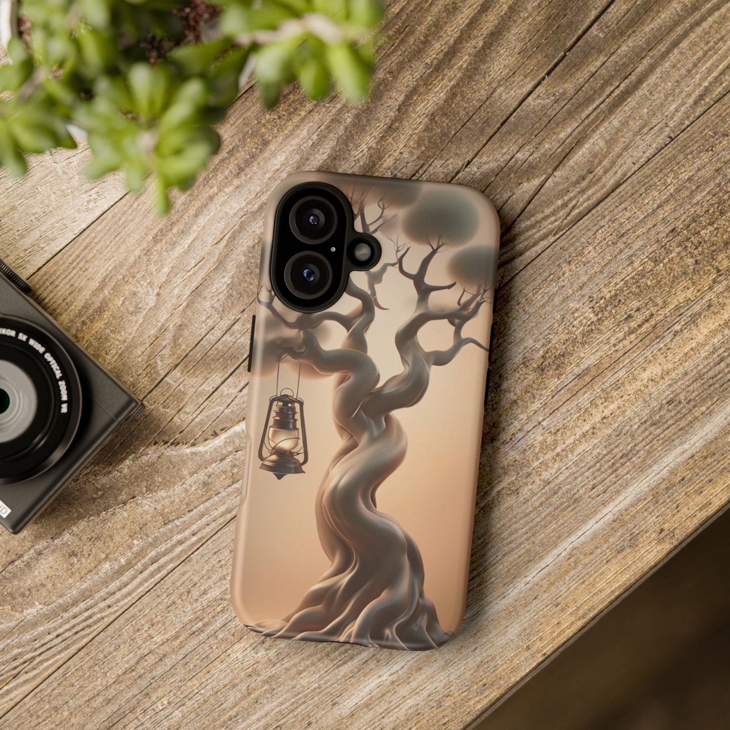 Phone Case Whispers of Hope – Elegant Tree & Lantern - Unique Nature-Inspired Design