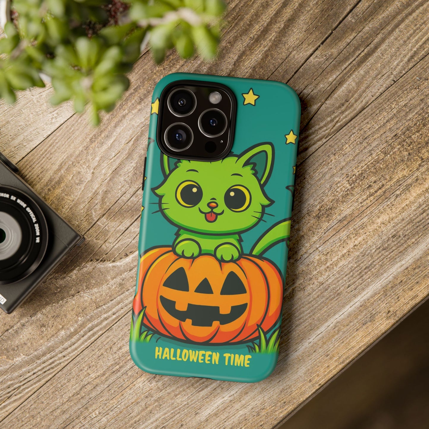 Cute Halloween Cat Phone Case with Jack-O'-Lantern Design – Perfect for Fall