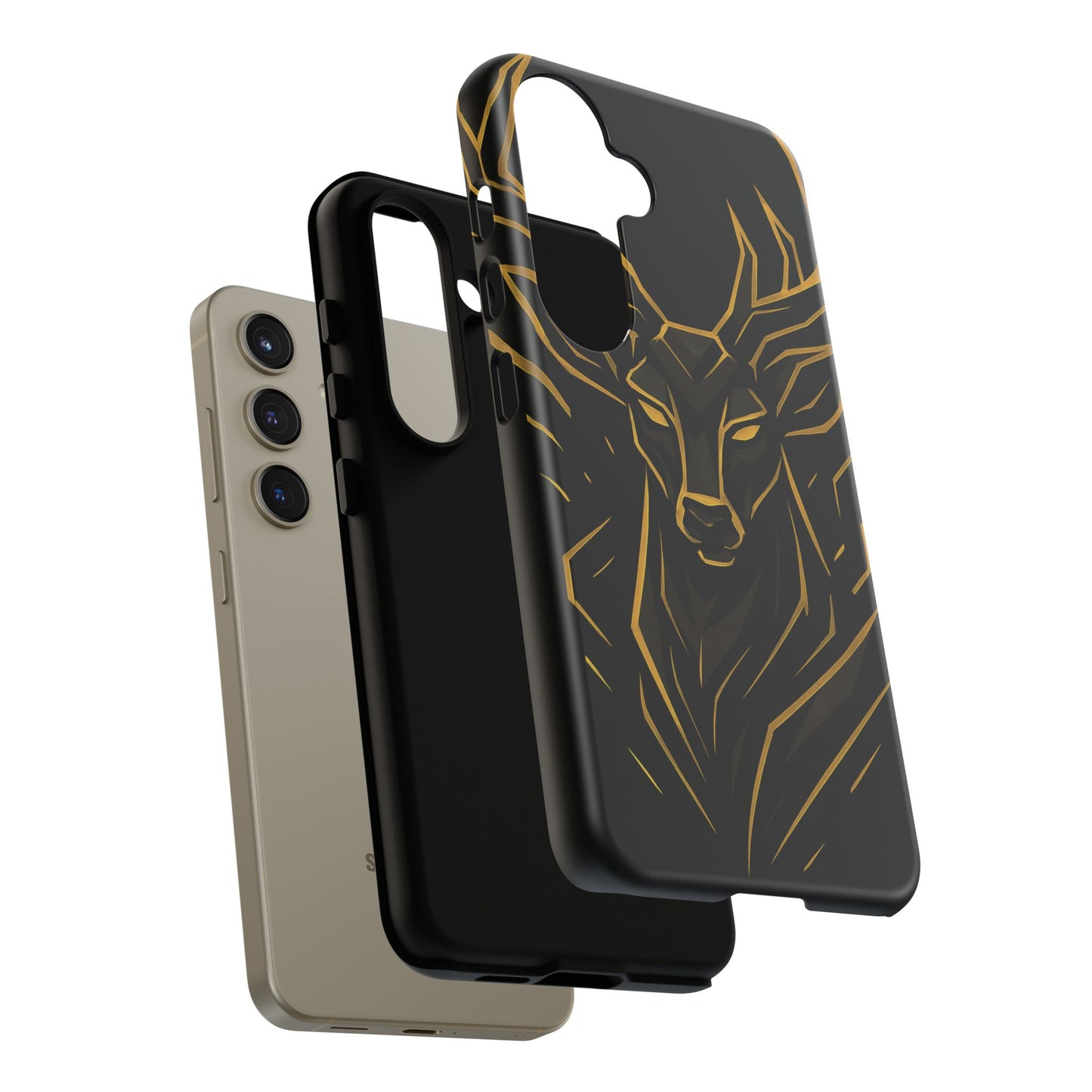 Phone Case with Black and Gold Deer Design – Elegant & Sophisticated Style