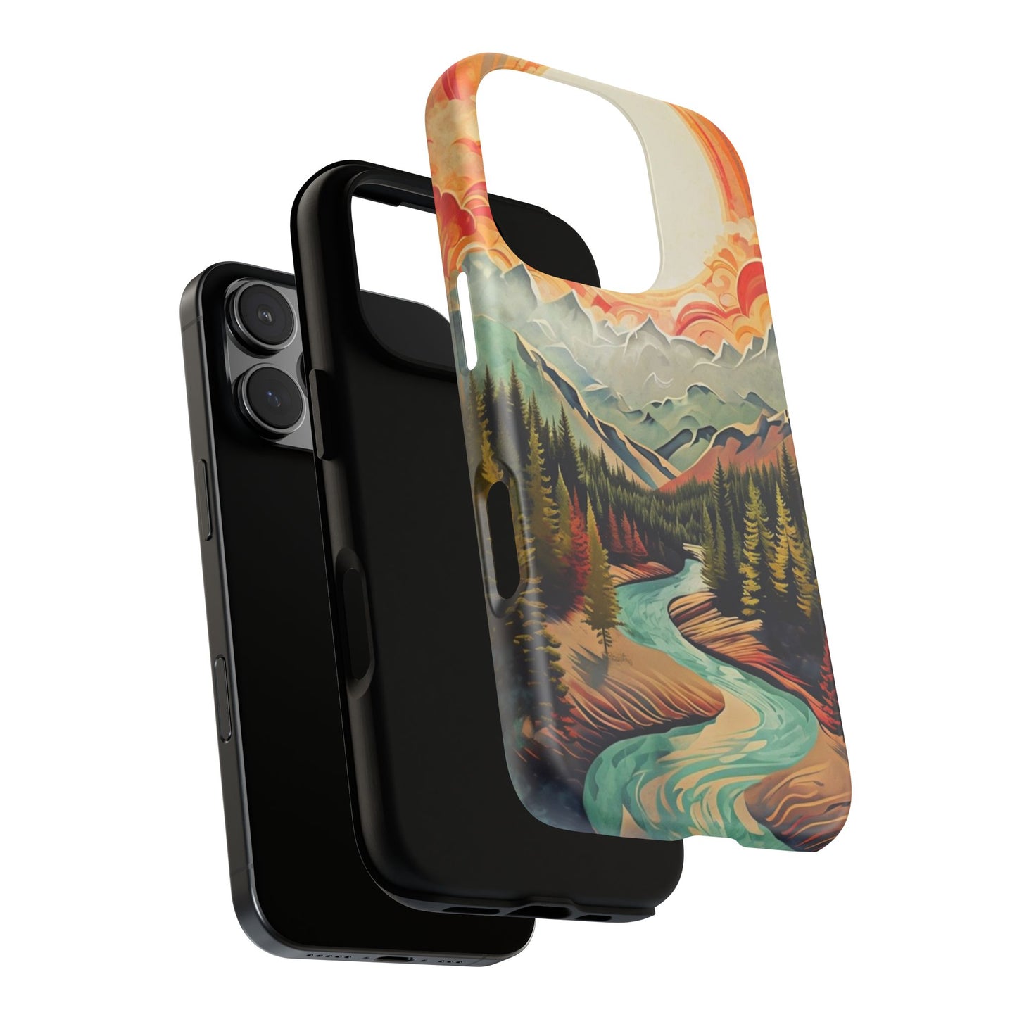 Phone Case Nature – Colorful Mountain Landscape Phone Cover – Artistic Wilderness Design