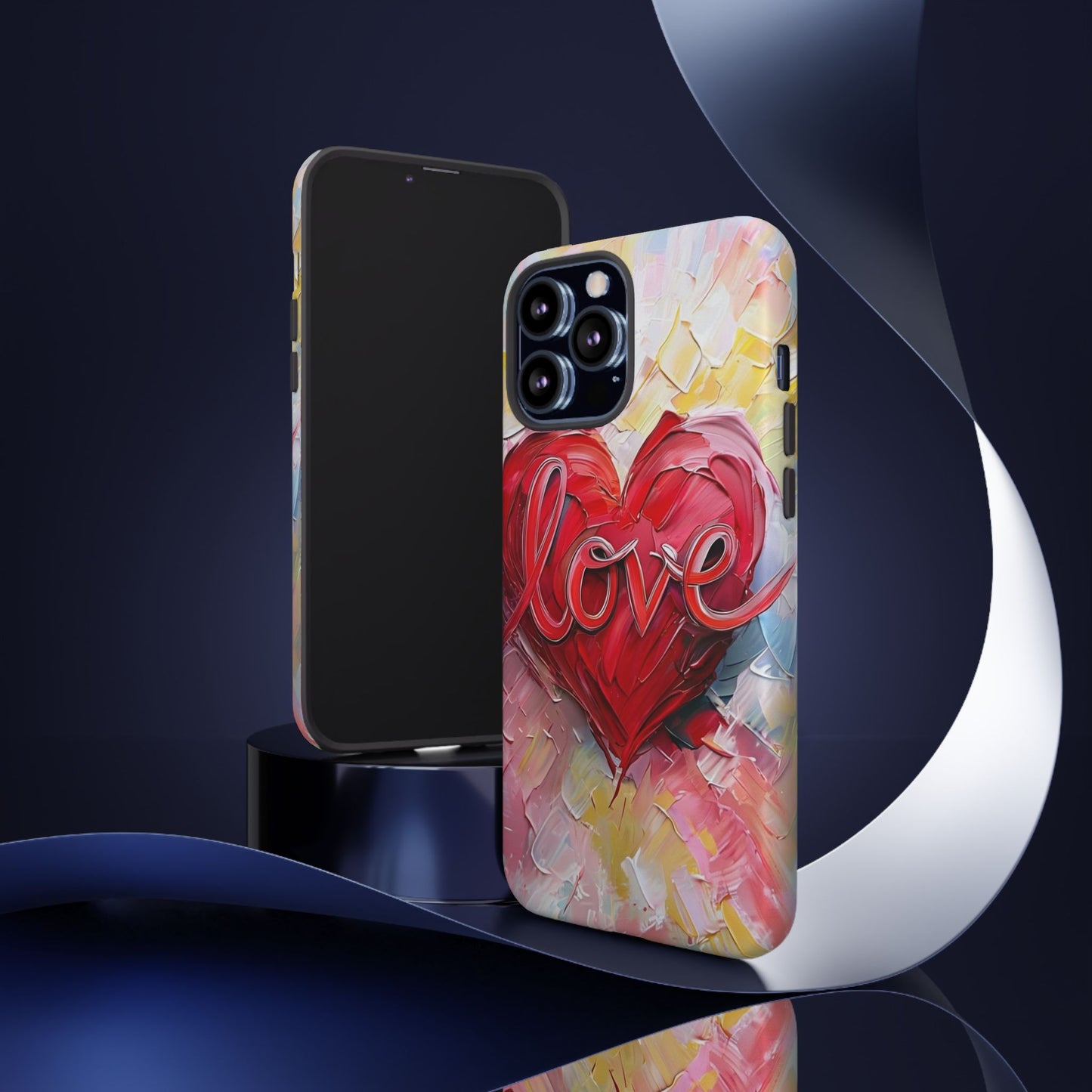 Love Heart Phone Case with Colorful Brush Strokes – Artistic & Romantic Design