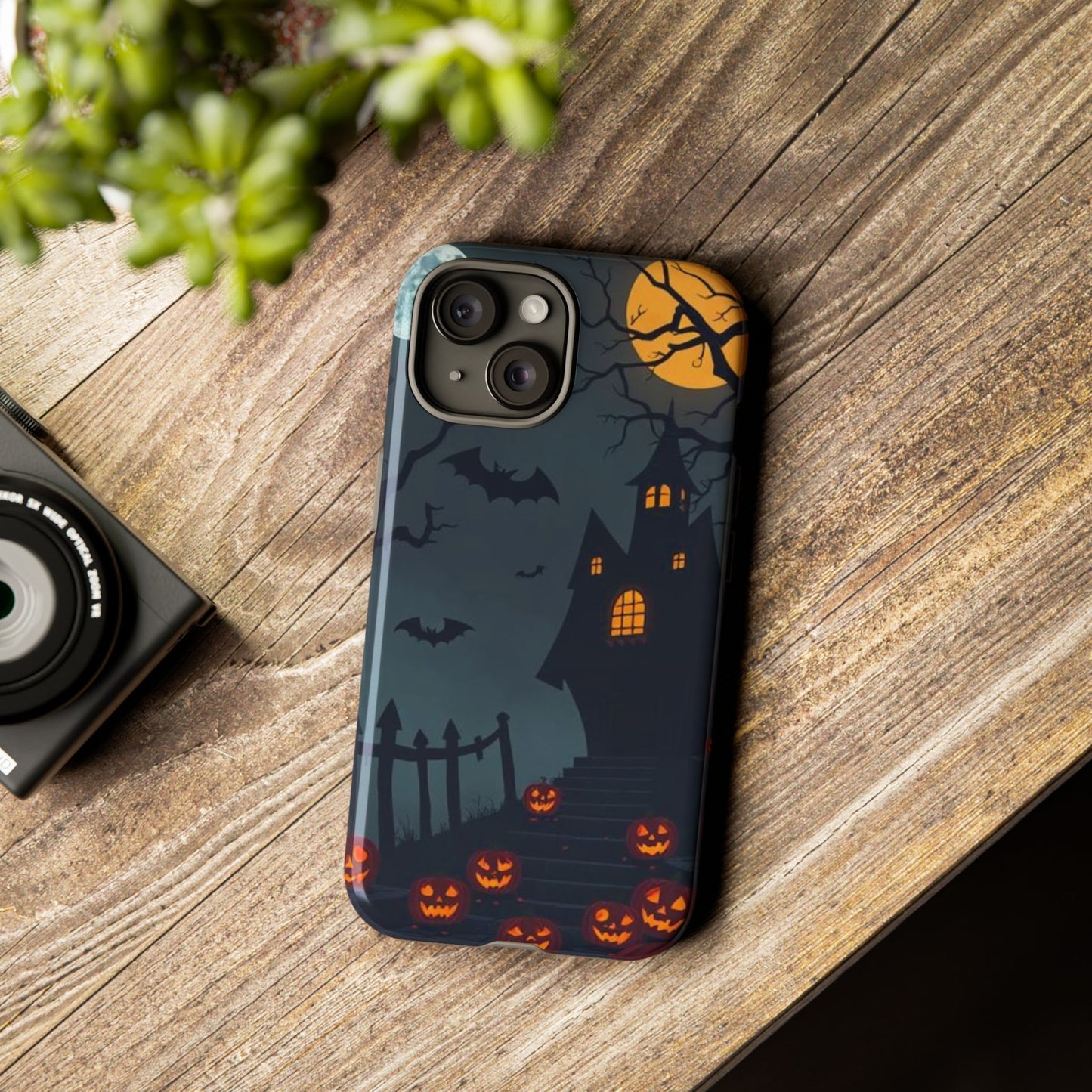 Halloween Haunted House & Jack-o'-Lantern Phone Case – Spooky Fall Phone Accessory