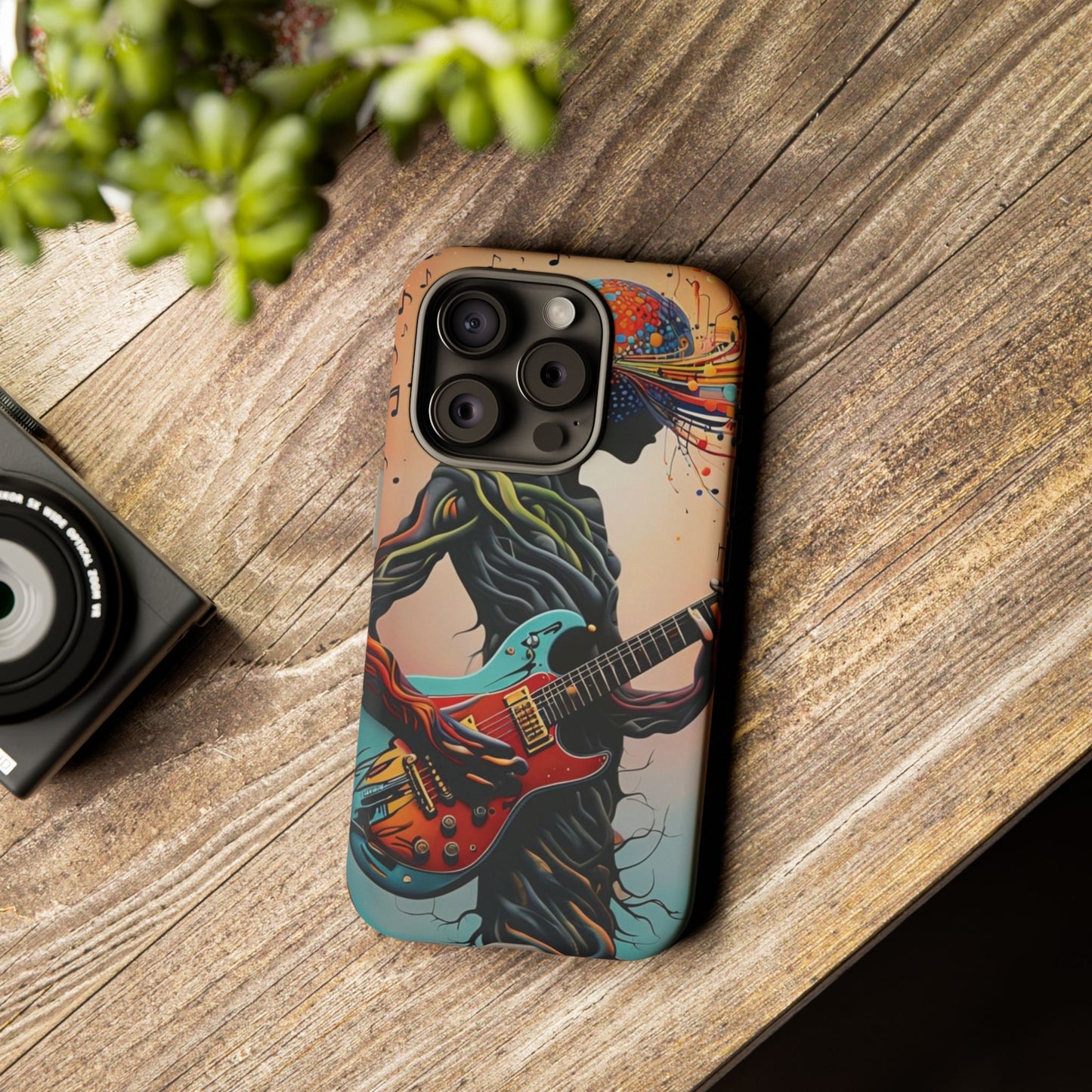 Phone Case Psychedelic Tree Guitarist – Abstract Music Art Cover