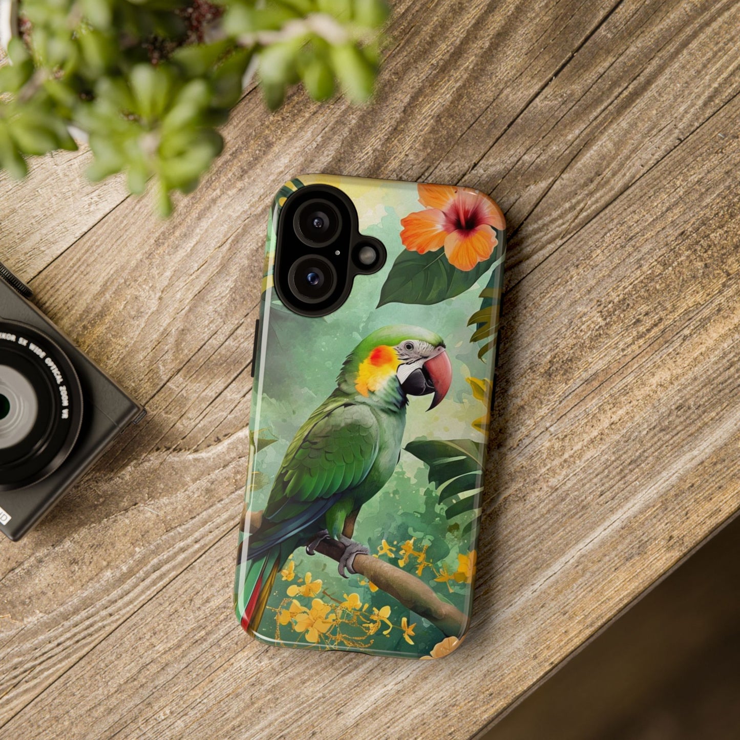Phone Case Parrot – Vibrant Tropical Bird Art - Dual-Layer Shockproof Protection