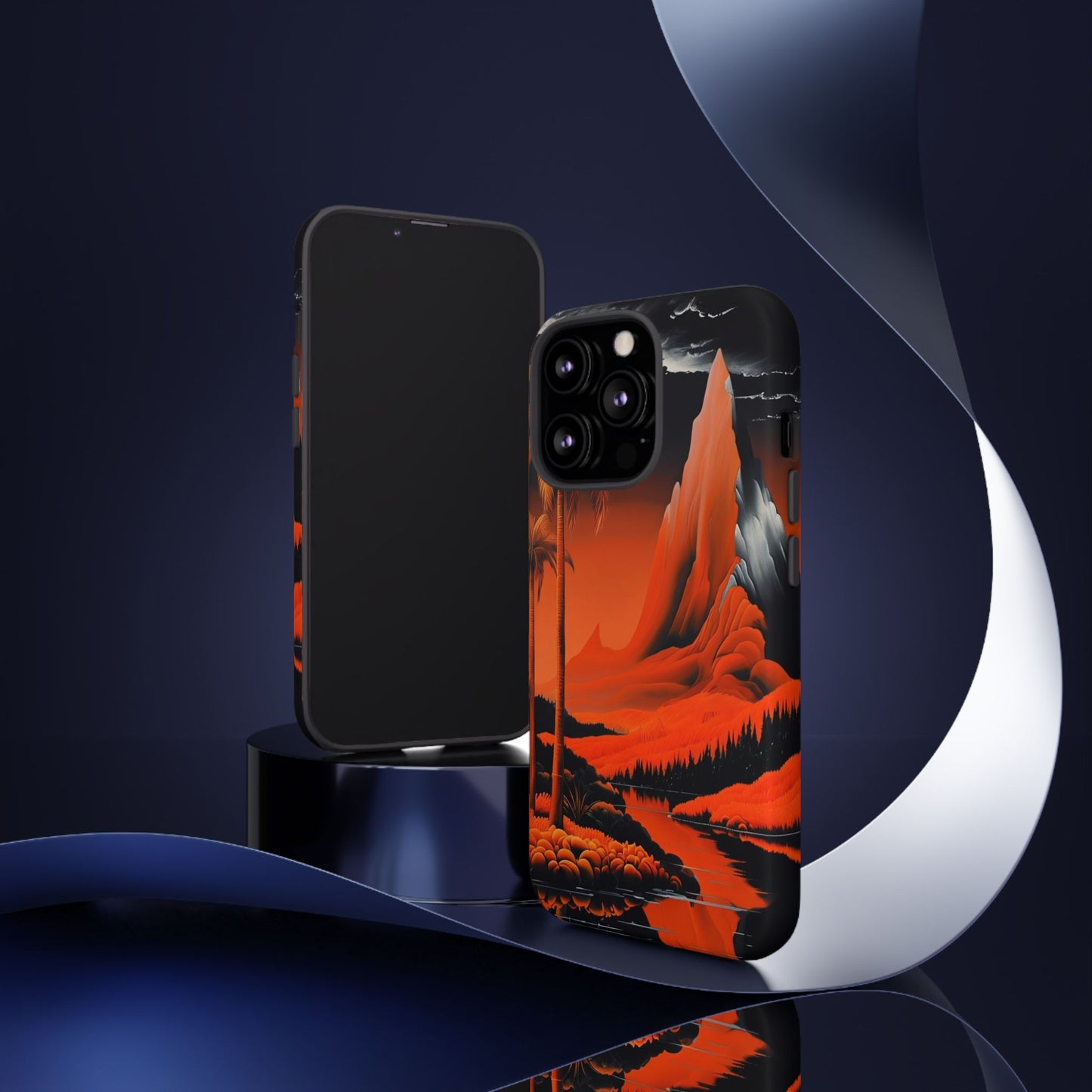 Phone Case Tropical Sci-Fi – Futuristic Red Jungle & Mountain Art Cover
