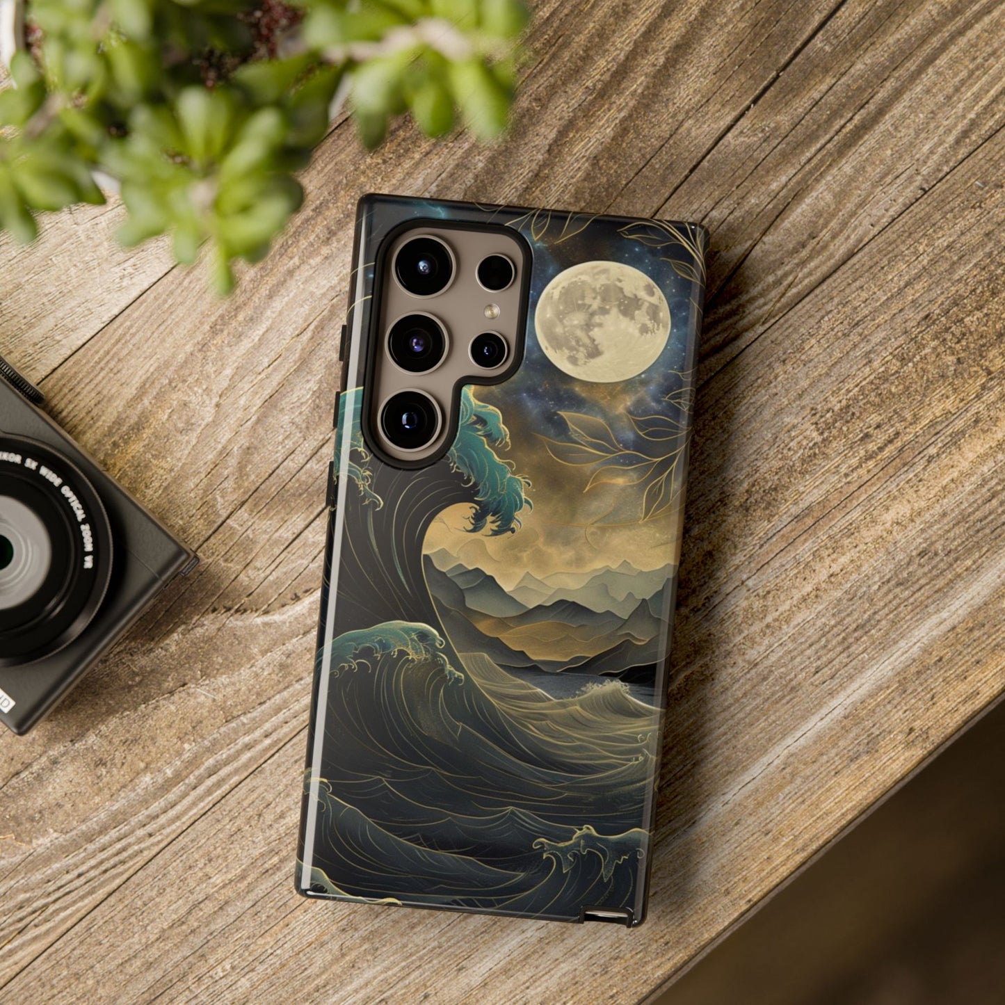 Moon & Ocean Wave iPhone Case – Artistic Japanese Style Phone Cover - Durable & Protective