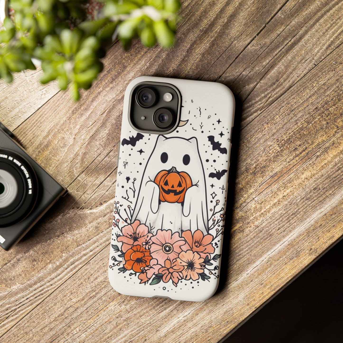 Halloween Phone Case with Ghost and Jack-O'-Lantern Design for Spooky Festive Style