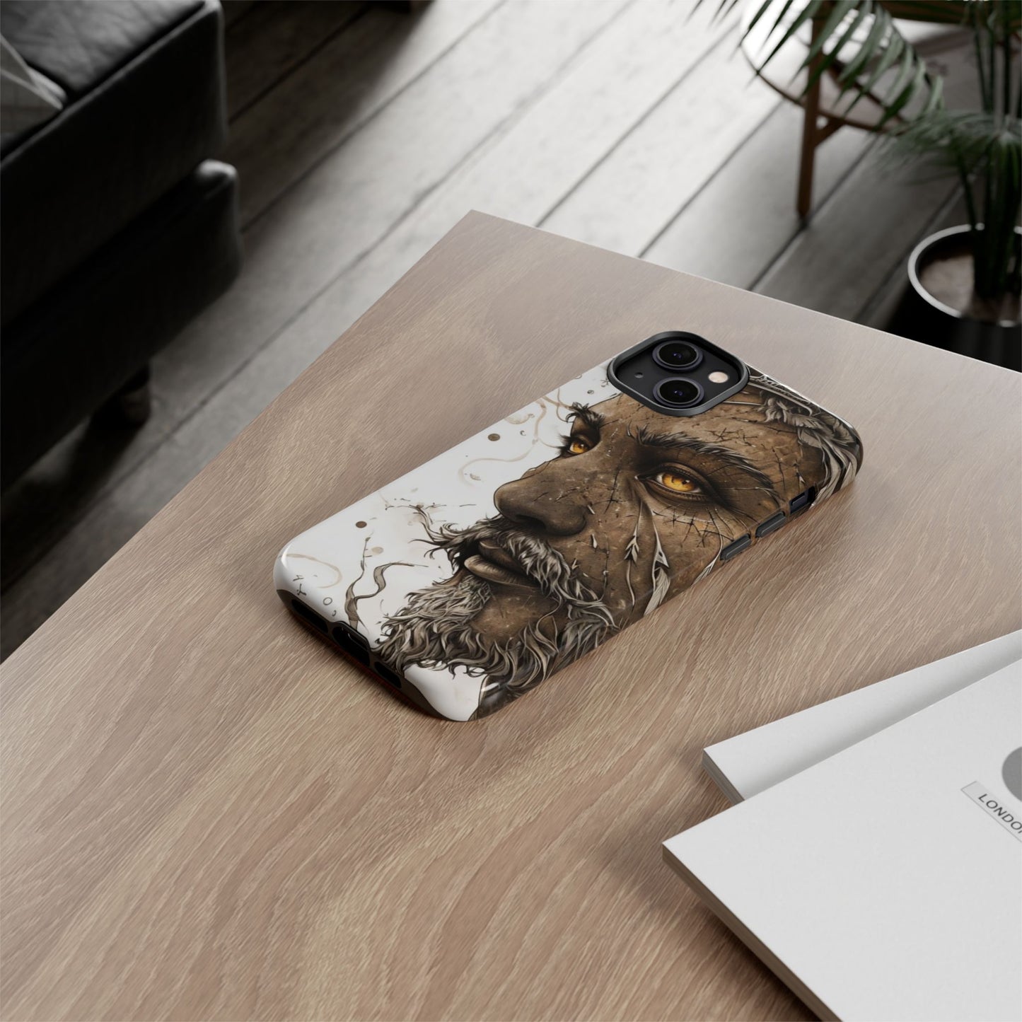 Phone Case Mystical Deity Portrait with Powerful Serene Expression and Ethereal Hues