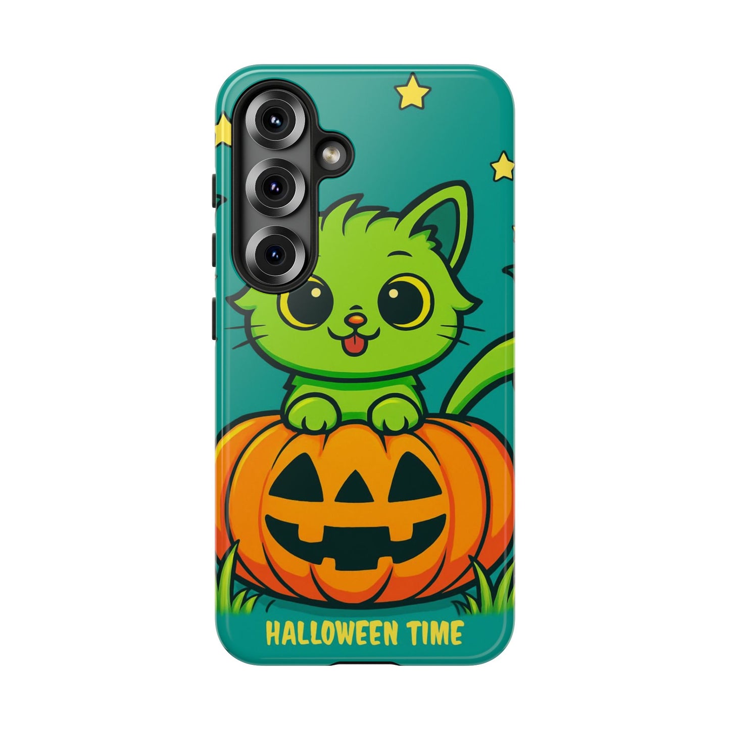 Cute Halloween Cat Phone Case with Jack-O'-Lantern Design – Perfect for Fall