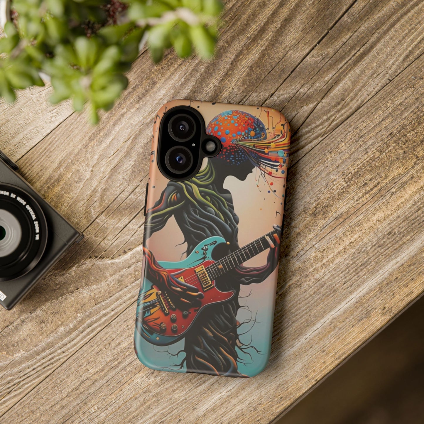 Phone Case Psychedelic Tree Guitarist – Abstract Music Art Cover