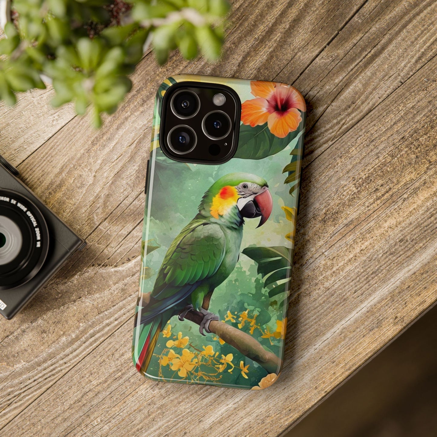 Phone Case Parrot – Vibrant Tropical Bird Art - Dual-Layer Shockproof Protection