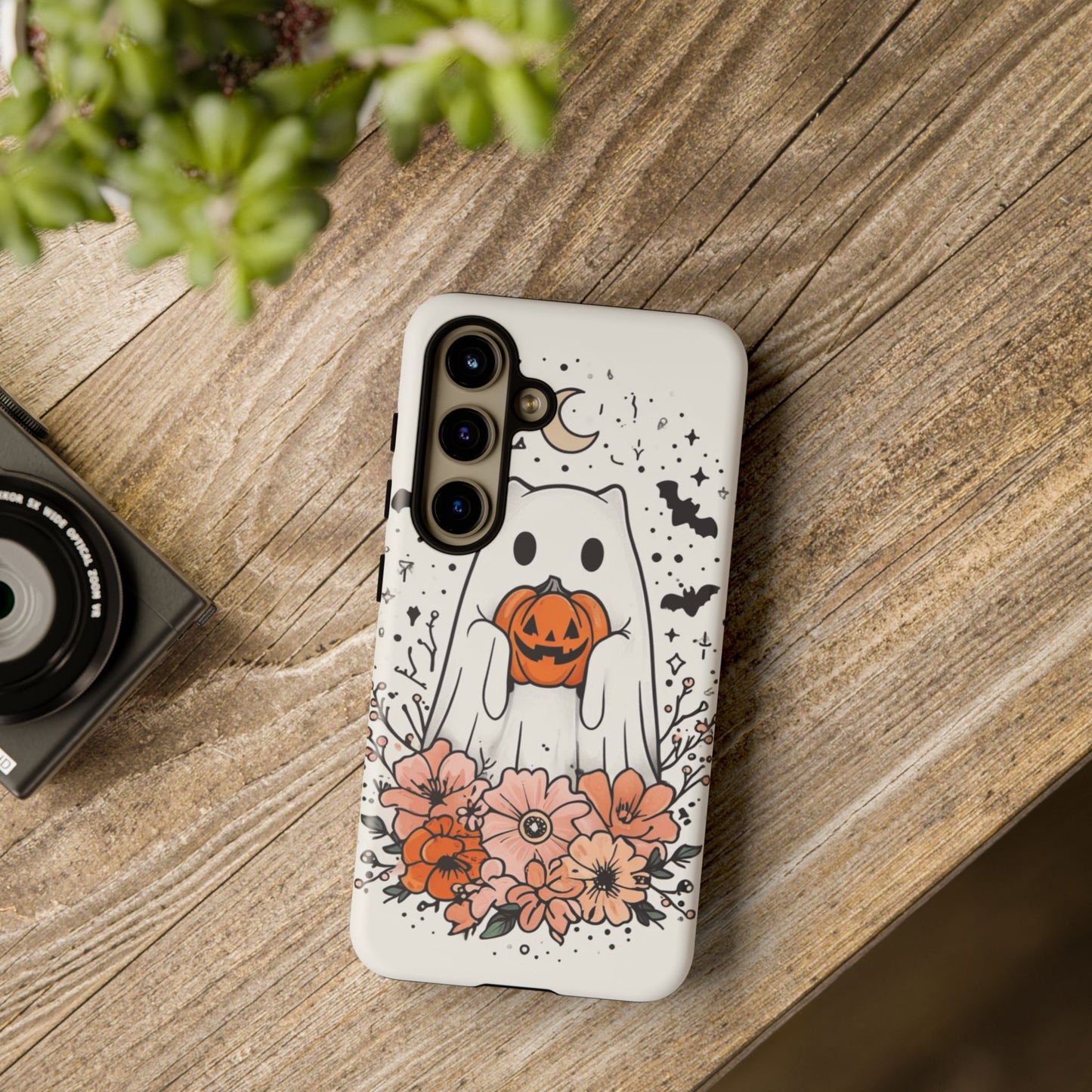 Halloween Phone Case with Ghost and Jack-O'-Lantern Design for Spooky Festive Style
