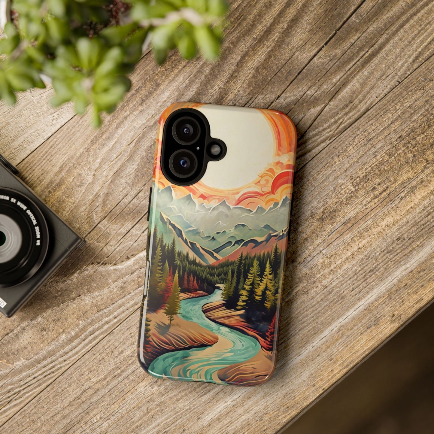 Phone Case Nature – Colorful Mountain Landscape Phone Cover – Artistic Wilderness Design