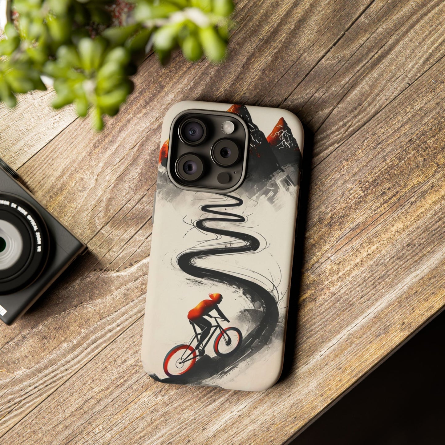 Phone Case Cyclist Climbing Mountain Road – Outdoor Adventure Protective Cover