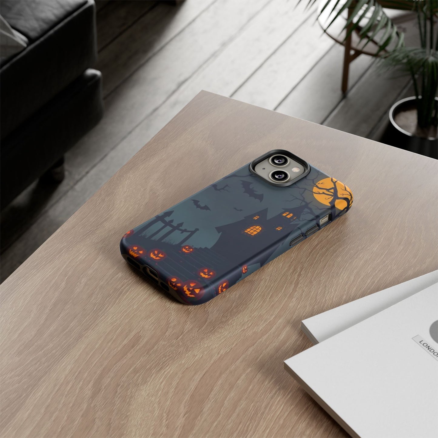 Halloween Haunted House & Jack-o'-Lantern Phone Case – Spooky Fall Phone Accessory