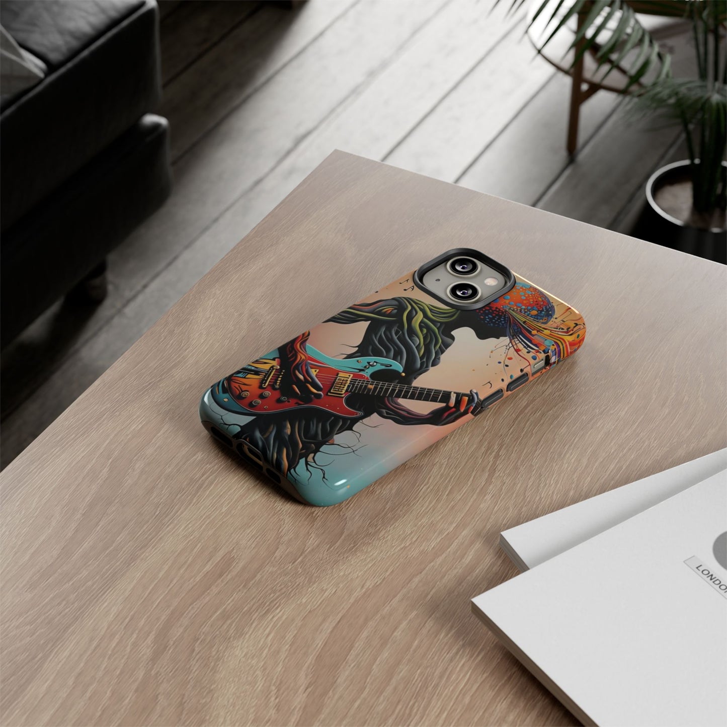 Phone Case Psychedelic Tree Guitarist – Abstract Music Art Cover
