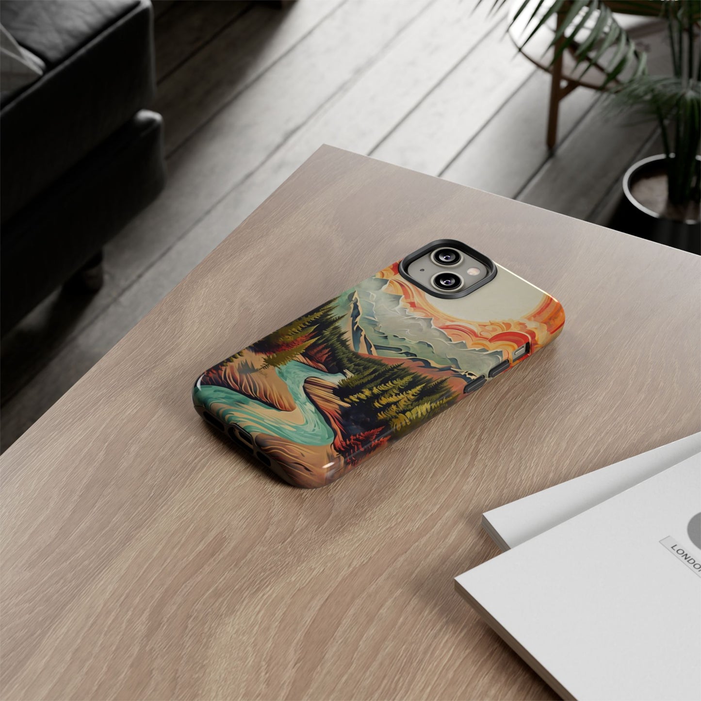 Phone Case Nature – Colorful Mountain Landscape Phone Cover – Artistic Wilderness Design