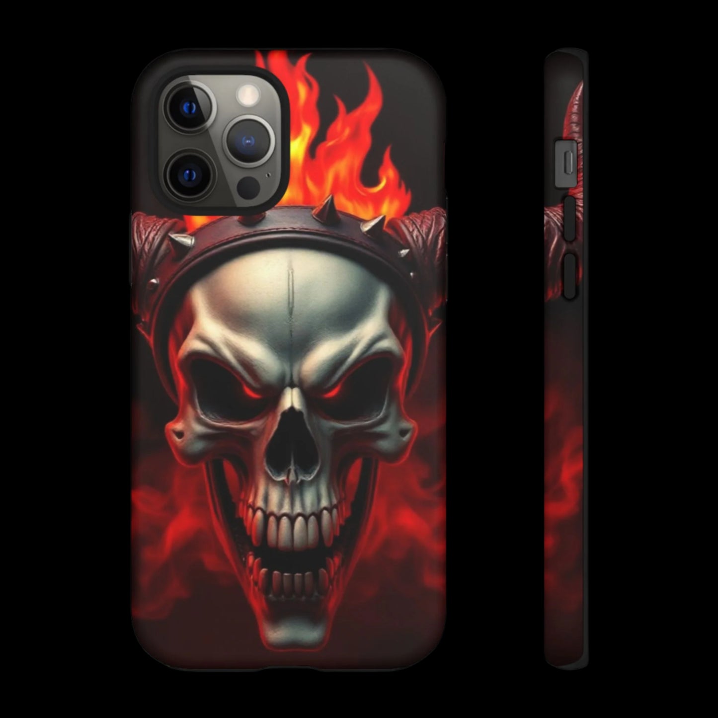Phone Case Flaming Demon Skull – Horned Skull in Fire - Gothic & Dark Art Cover