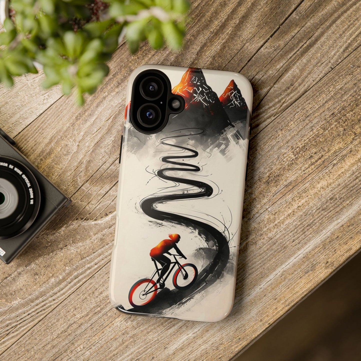 Phone Case Cyclist Climbing Mountain Road – Outdoor Adventure Protective Cover