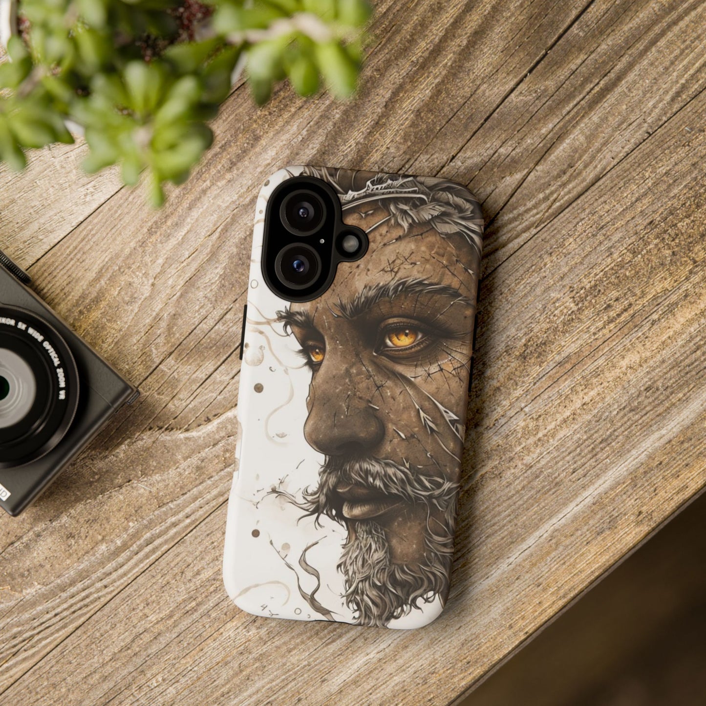Phone Case Mystical Deity Portrait with Powerful Serene Expression and Ethereal Hues