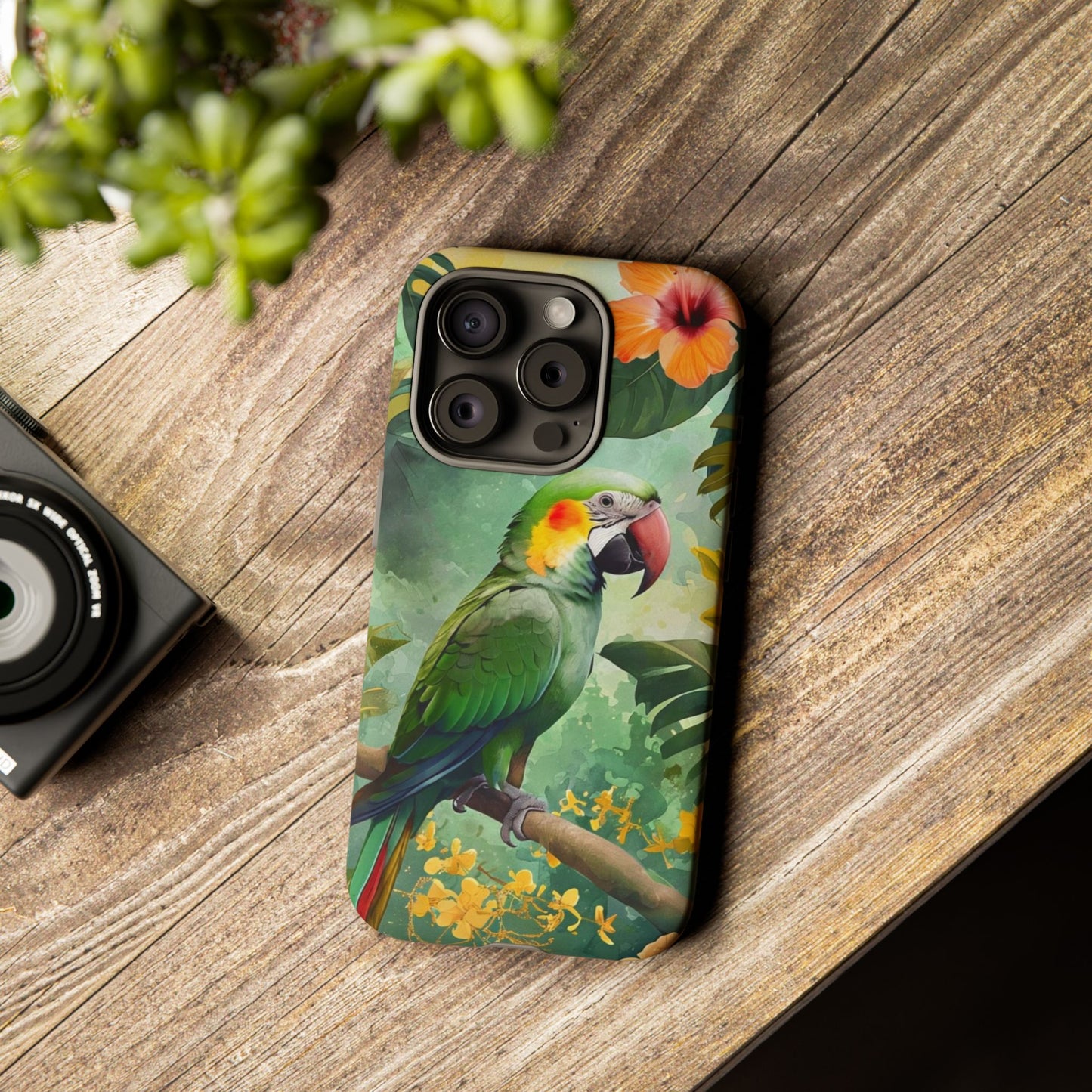 Phone Case Parrot – Vibrant Tropical Bird Art - Dual-Layer Shockproof Protection