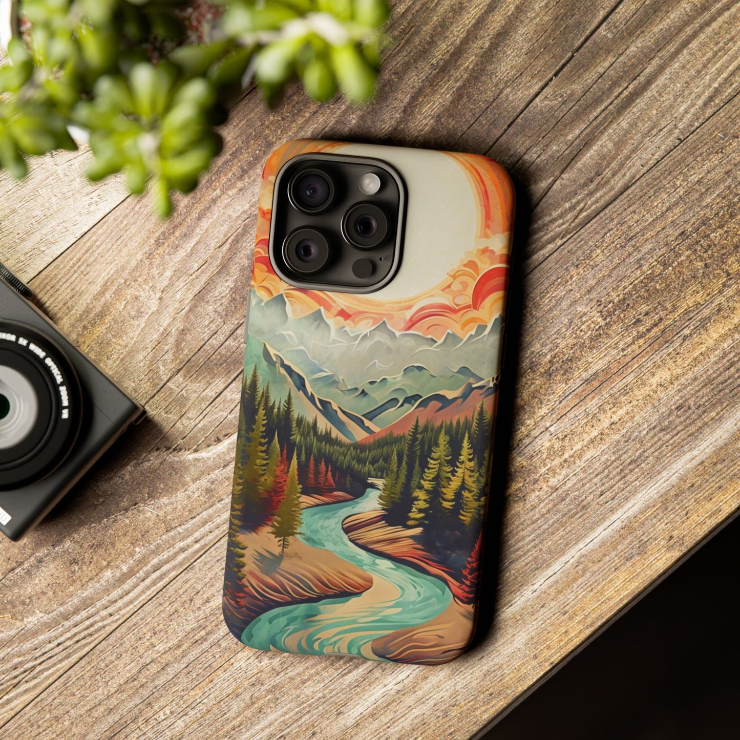 Phone Case Nature – Colorful Mountain Landscape Phone Cover – Artistic Wilderness Design