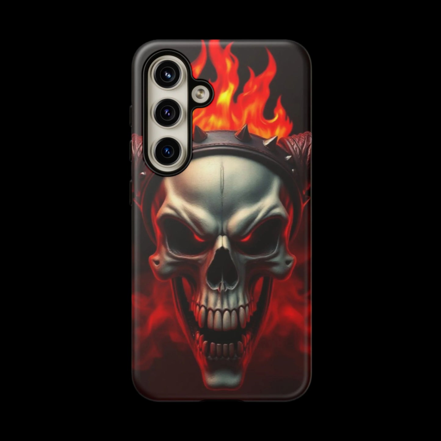 Phone Case Flaming Demon Skull – Horned Skull in Fire - Gothic & Dark Art Cover
